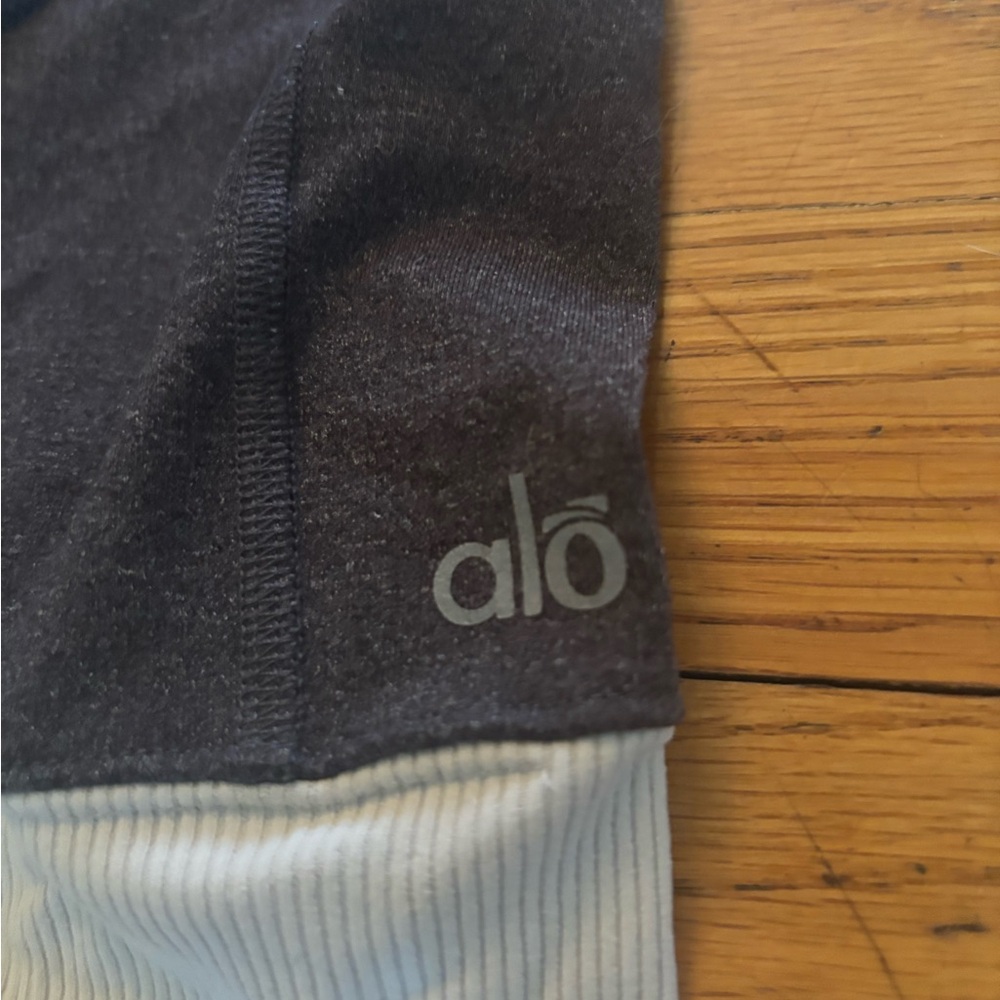 Alo Two-Tone Sports Top in Charcoal and white